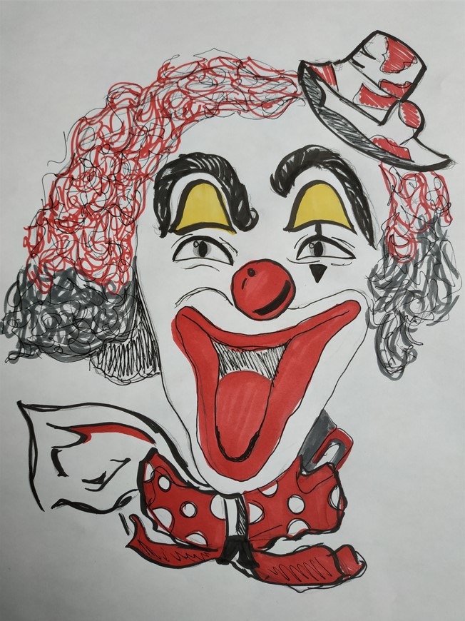 clown colorié par enfants hospitalisé